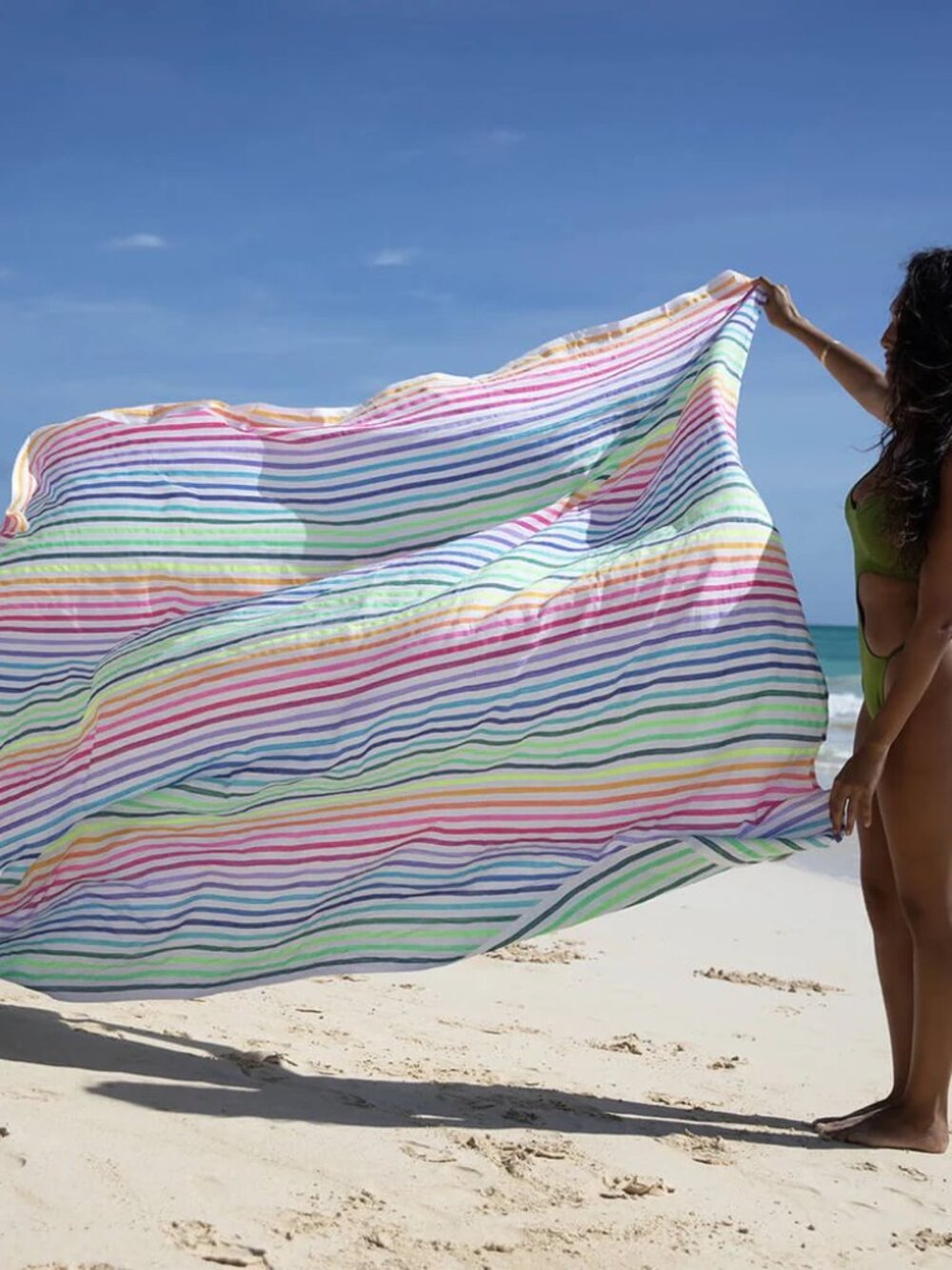 Las Bayadas Rainbow Stripe Towel Blanket + Tote Bag Set | Made in Mexico - Picture 7 of 7